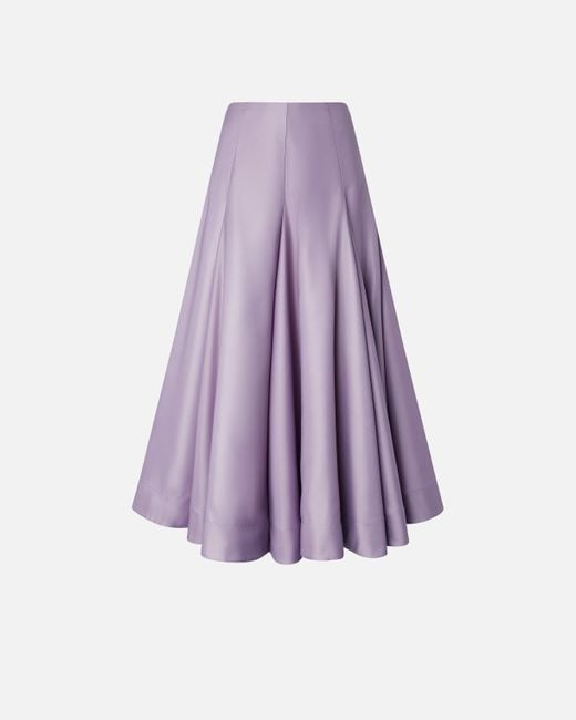 Pinko Purple Elegant Pleated Skirt In Glossy Duchesse