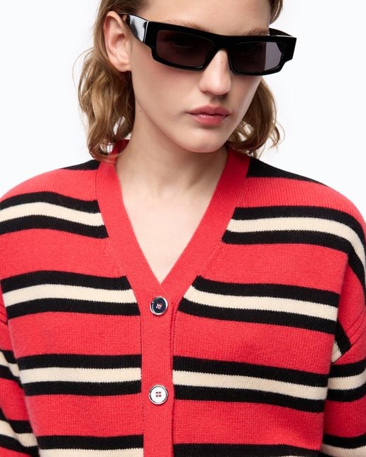 Pinko Red Wool And Cashmere Cardigan