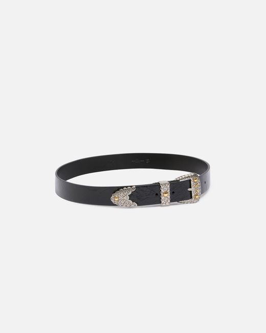 Pinko White Shiny Leather Belt With Metallic Finishes, 3 Cm