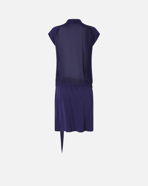 Pinko Blue Short Wrap Dress With Sheer Details