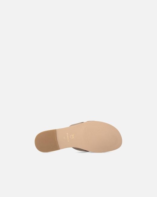 Pinko White Leather Slip-On Sandals With Love Birds Logo