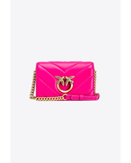 Mini Love Bag Click Big Chevron di Pinko in Pink