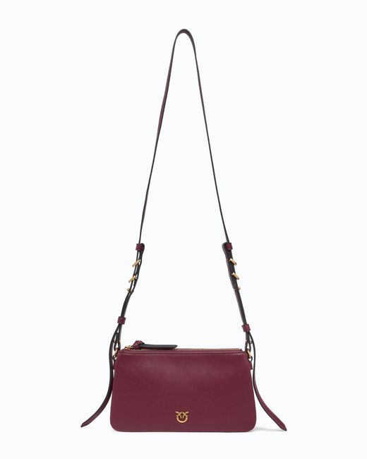 Pinko Purple Leather Mini Double Bag With Shoulder Strap