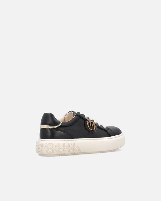 Pinko White High-Soled Flatform Sneakers With Metal Logo