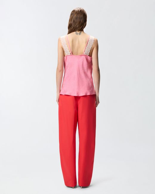 Pinko Pink Spotted Lingerie Top With Lace