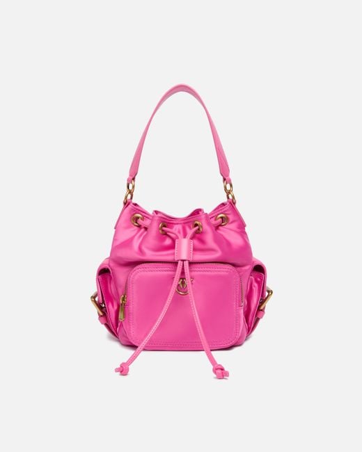 Pinko Pink Small Satin Bucket Bag