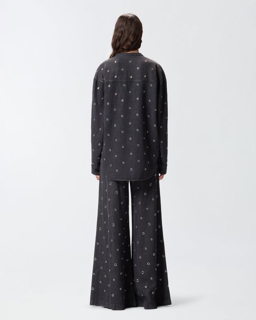 Pinko Black Dark Denim Blouse With Eyelets