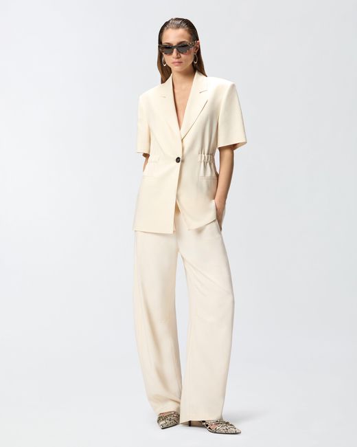 Pinko Natural Short-Sleeved Jacket With Elasticated Waist