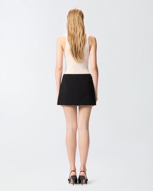 Pinko Black Mini Skirt With Embroidered Jewel Rose