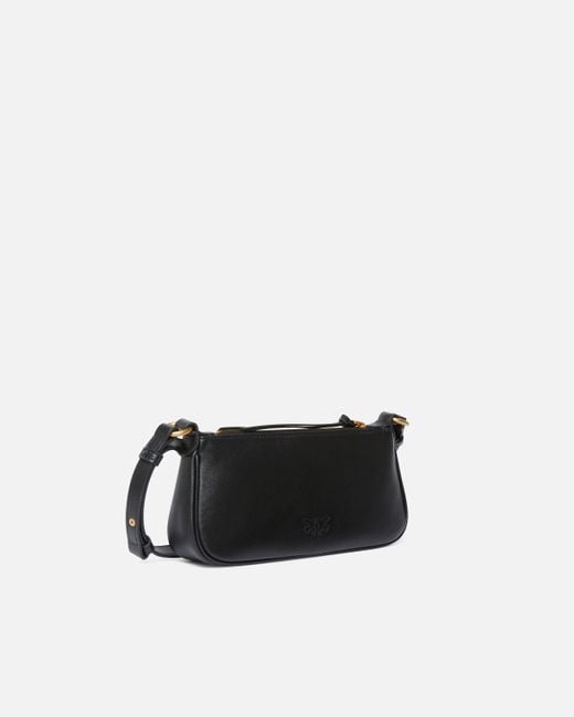Pinko White Leather Mini Half Moon Baguette Crossbody Bag