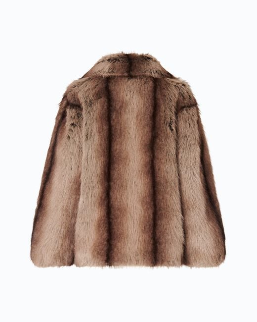 Pinko Brown Fur-Effect Pea Coat