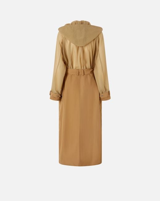 Pinko Natural Trench Coat With Sheer Inserts