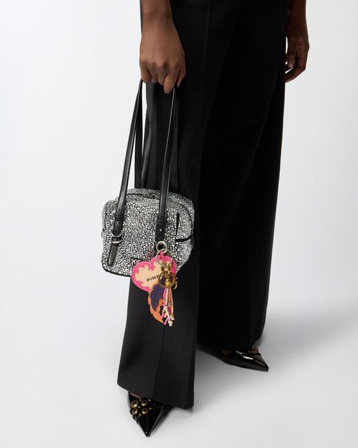 Pinko White Cubic Bag Fully Rhinestoned Crossbody Bag