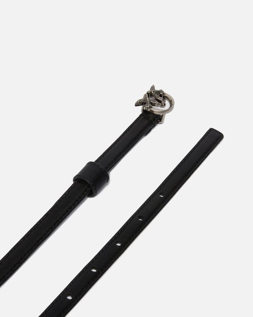 Pinko White Thin Belt With Love Birds Buckle, 1Cm