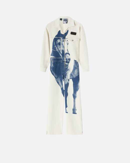 Pinko Blue Reimagine By X Patrick Mcdowell Workwear Jumpsuit With Horse Print