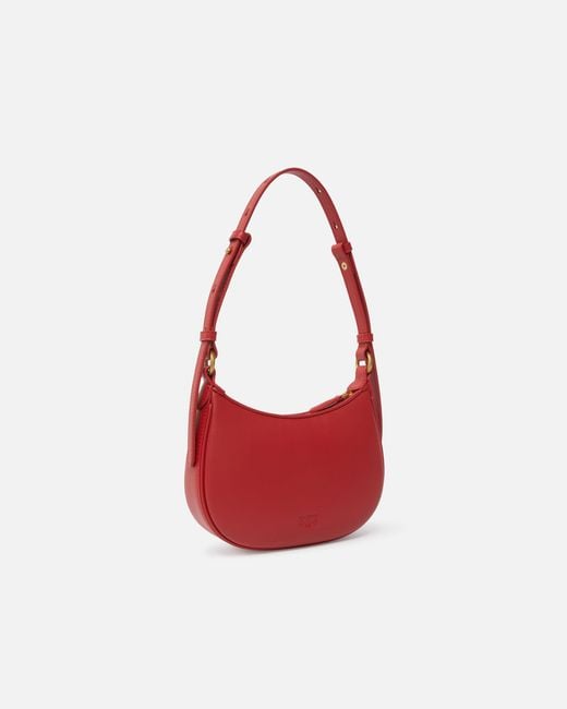 Pinko Red Half Moon Baby Leather Shoulder Bag
