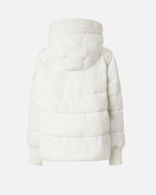 Pinko White Technical Canvas Jacket With Hood