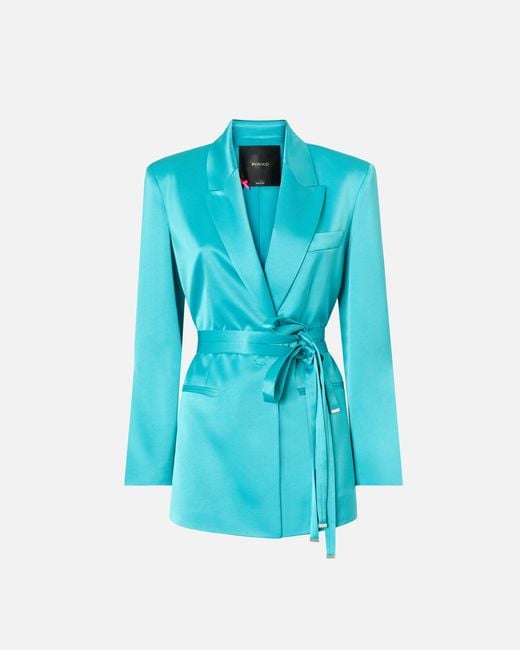 Pinko Blue Satin Jacket With Belt