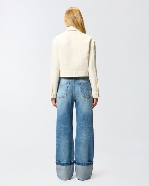 Pinko Natural Cotton And Wool Bouclé Trucker Jacket