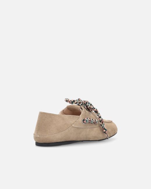 Pinko White Suede Moccasins With Multicoloured Laces