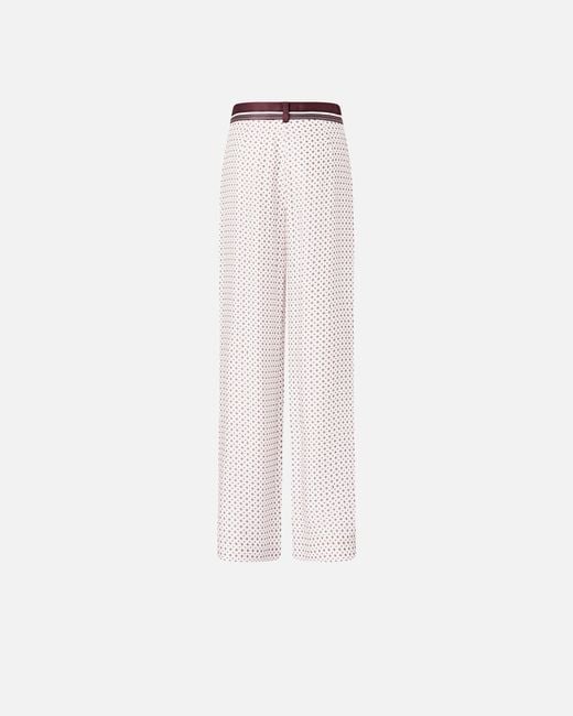 Pinko White Trousers With Tie Motif