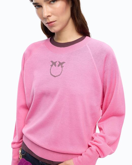 Pinko Pink Sweater With Love Birds Logo