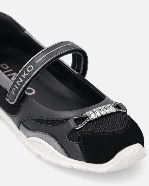 Pinko White Sporty Ballet Flats With Inserts And Lettering