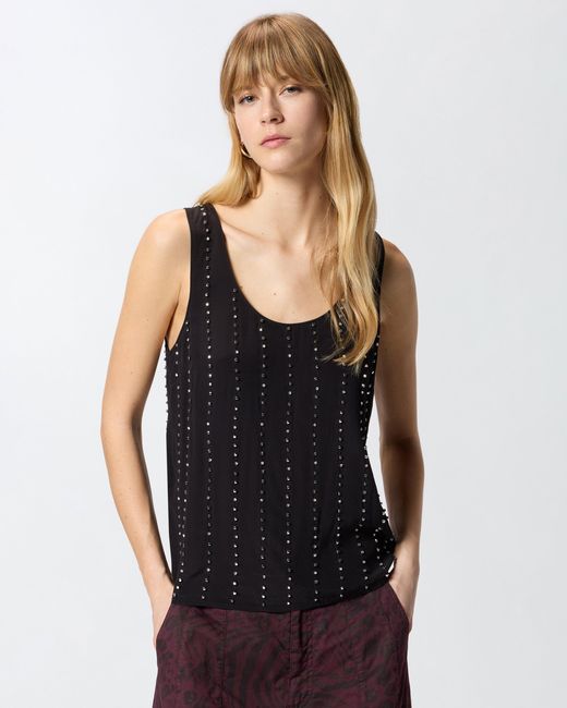 Pinko Black Vest Top With Jewel Stripes