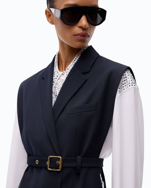 Pinko Blue Vest With Open Sides And Belt