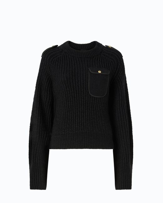 Pinko Black Ribbed Sweater With Small Pocket