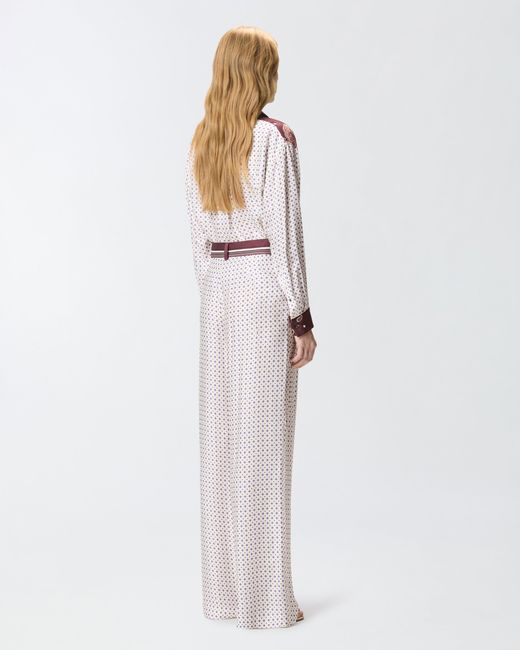 Pinko White Trousers With Tie Motif