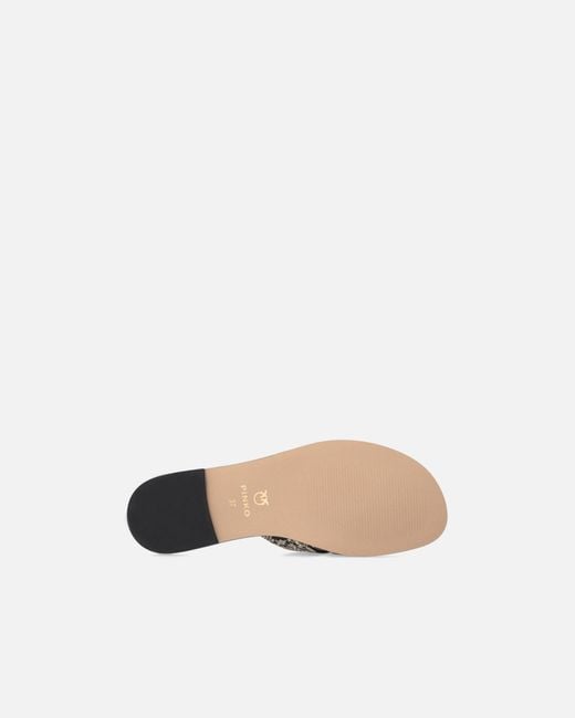 Pinko White Leather Slip-On Sandals With Python Print And Love Birds Logo