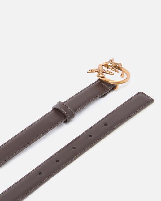 Pinko White Love Birds Thin Leather Belt 2Cm