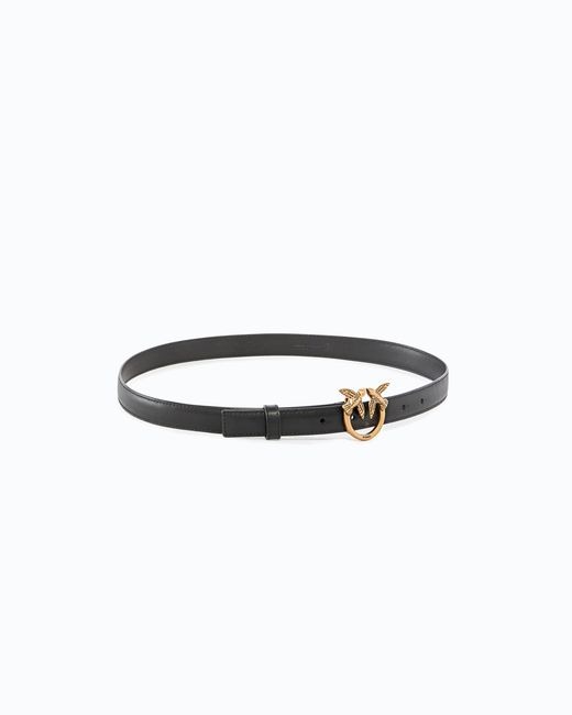 Pinko White Love Birds Thin Leather Belt 2Cm