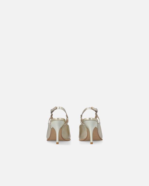Pinko White Laminated Nappa Slingbacks
