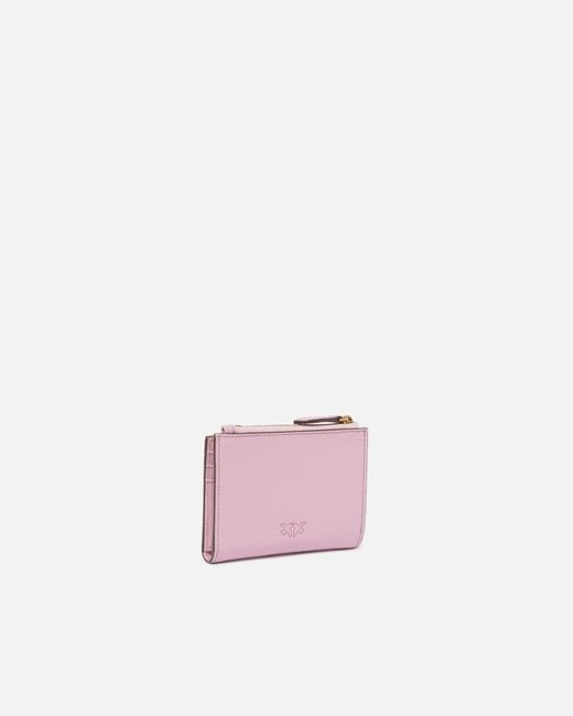 Pinko Pink Small Smooth Leather Wallet With Logo
