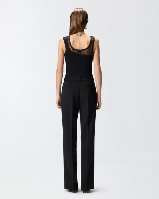 Pinko Black Vest Top With Love Birds Logo Lace