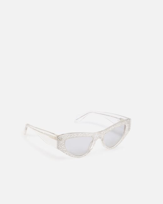 Pinko White Cat-Eye Sunglasses With Rhinestones