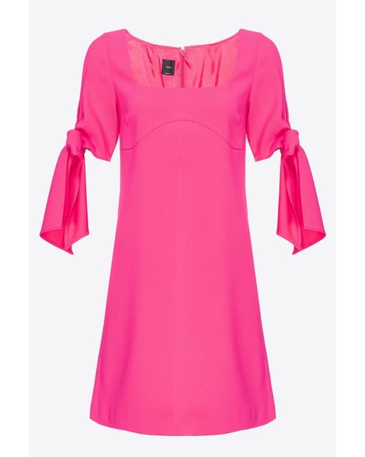 Pinko Pink Mini Dress With Bow On The Sleeves