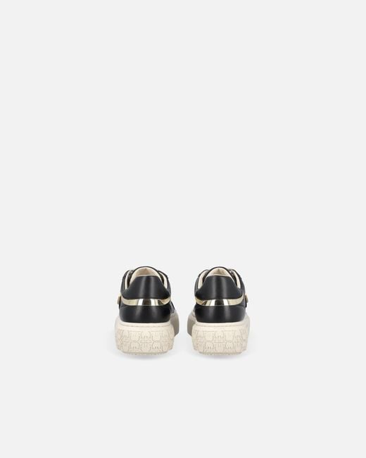 Pinko White High-Soled Flatform Sneakers With Metal Logo