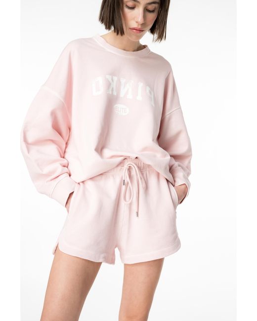 Pinko Pink Fleece Shorts With Logo Print
