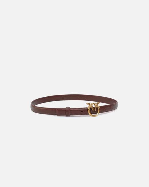 Pinko White Love Birds Thin Leather Belt 2Cm
