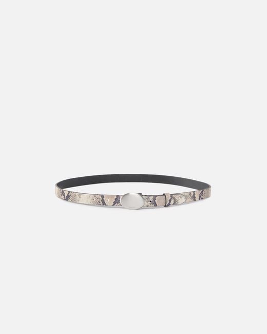 Pinko White Python-Print Belt With Oval Buckle, 2 Cm
