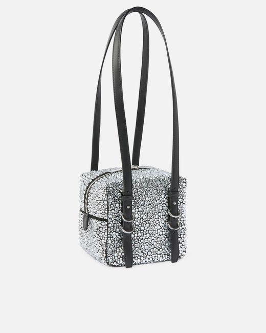 Pinko White Cubic Bag Fully Rhinestoned Crossbody Bag