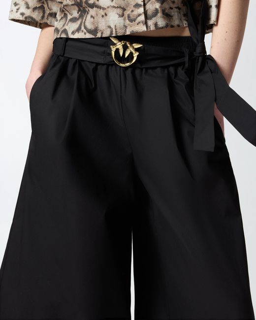 Pinko Black Long Shorts With Love Birds Buckle