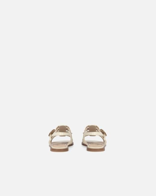 Pinko White Flat Sandals With Straps And Studs