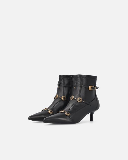 Pinko White Boots With Straps And Jewel Studs