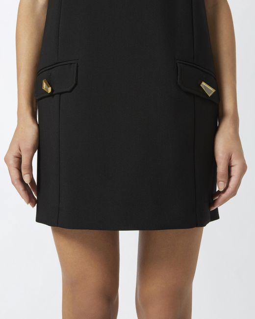 Pinko Black Short Sleeveless Dress With Front Flaps