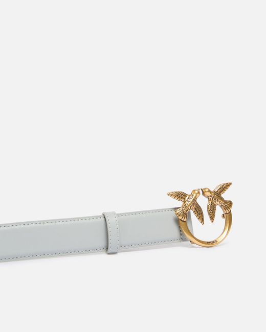 Pinko White Love Birds Leather Belt 3Cm
