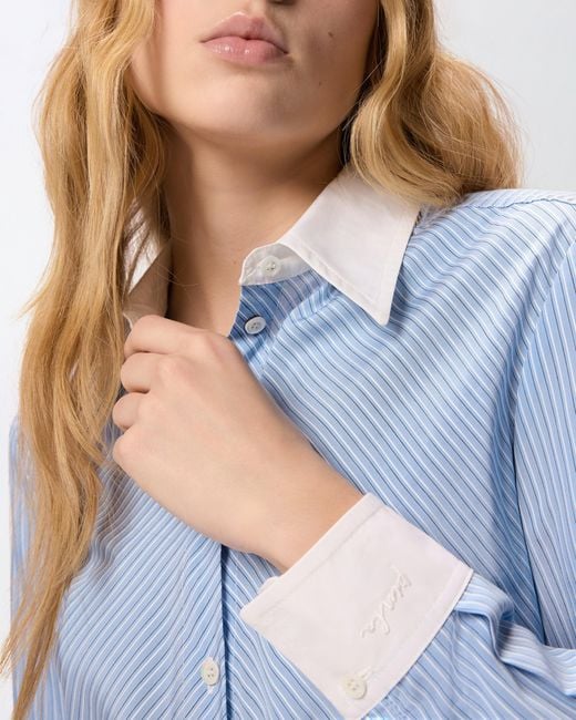Pinko Blue Shirt With Contrasting Collar And Cuffs